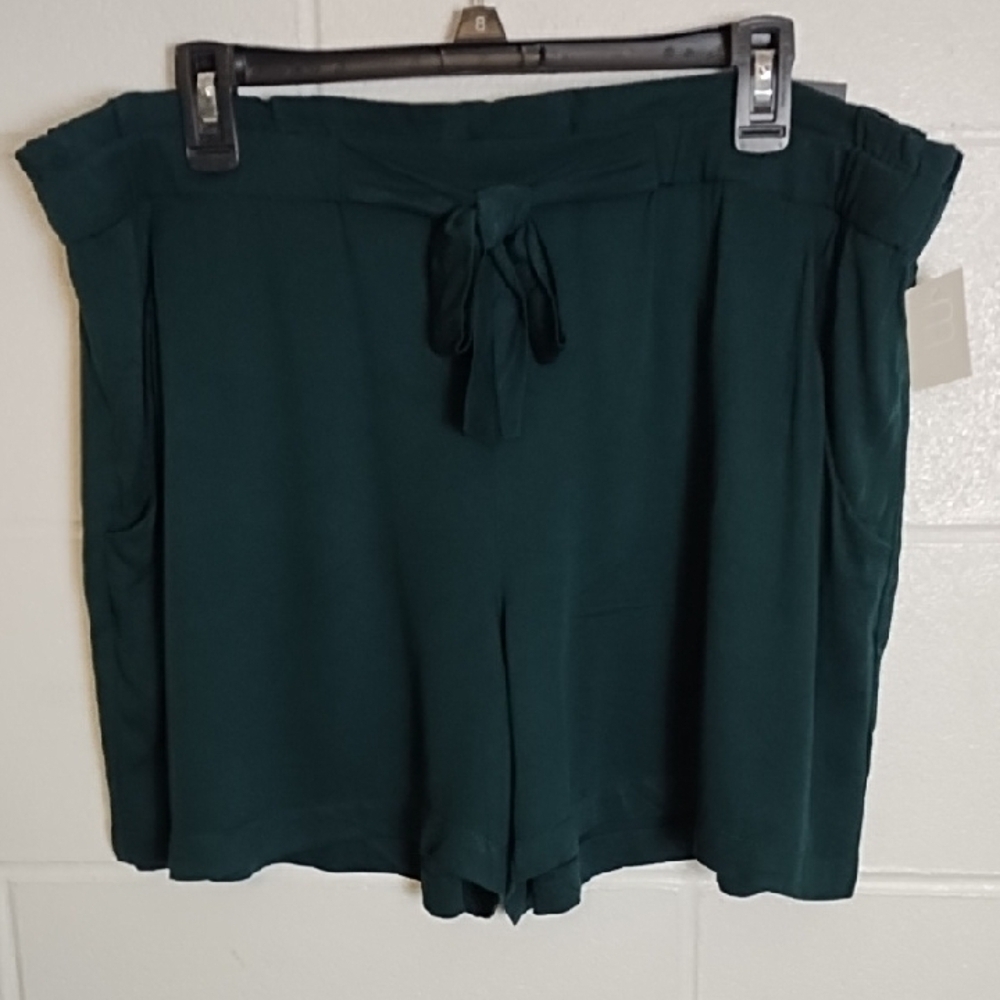 Flowy Ruffled Elastic Waist Shorts Pockets Tie Detail